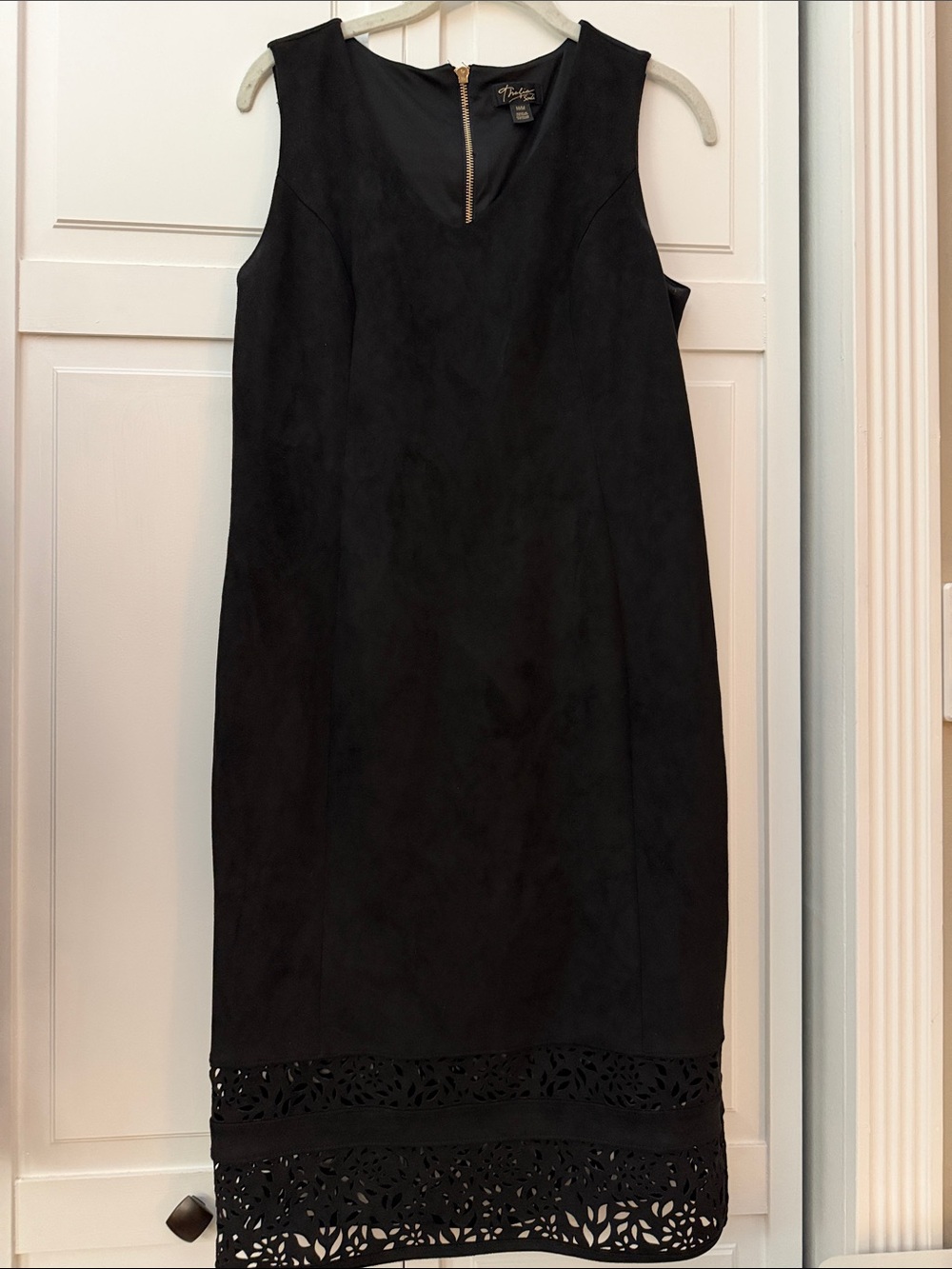 Thalia Sodi Faux Suede Laser Cut Sheath Dress Black Medium